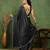 party wear lycra solid embellished saree with unstiched blouse piece_black