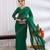 party wear chiffon solid embellished saree with unstiched blouse piece_dark green