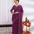 party wear chiffon solid embellished saree with unstiched blouse piece_dark magenta