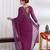 party wear chiffon solid embellished saree with unstiched blouse piece_dark magenta