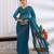 party wear chiffon solid embellished saree with unstiched blouse piece_dark turquoise