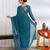 party wear chiffon solid embellished saree with unstiched blouse piece_dark turquoise