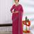 party wear chiffon solid embellished saree with unstiched blouse piece_dark pink