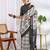 party wear cotton blend block print saree with unstiched blouse piece_white