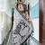 party wear cotton blend floral print saree with unstiched blouse piece_white