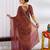 party wear silk blend zari woven saree with unstiched blouse piece_coffee brown