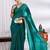 party wear silk blend zari woven saree with unstiched blouse piece_dark turquoise