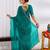 party wear silk blend zari woven saree with unstiched blouse piece_dark turquoise