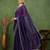 party wear silk blend crush embellished saree with unstiched blouse piece_dark purple