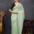 party wear silk blend crush embellished saree with unstiched blouse piece_pista green