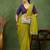 party wear silk blend crush embellished saree with unstiched blouse piece_dark lime yellow