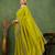 party wear silk blend crush embellished saree with unstiched blouse piece_dark lime yellow