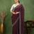 party wear silk blend crush embellished saree with unstiched blouse piece_dark coffee brown