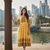 Yellow  cotton with printed kurti