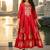 Red  cotton with hand print light embroidered kurti