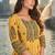 Yellow  cotton with printed kurti
