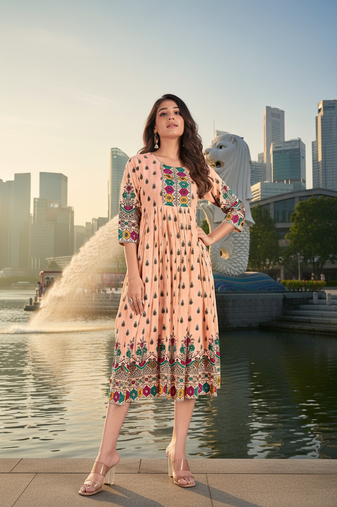 Beigr premium cotton with printed kurti