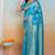Sky Blue Dola Art Silk Saree with Rich Zari Weaving & Floral Thread Work by Maharanga
