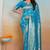 Sky Blue Dola Art Silk Saree with Rich Zari Weaving & Floral Thread Work by Maharanga