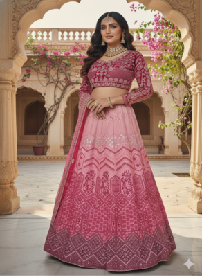 Pink Georgette lehenga choli set with Thread Embroidery and  Heavy  Sequins Work 2