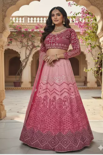 Pink Georgette lehenga choli set with Thread Embroidery and  Heavy  Sequins Work
