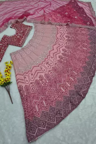 Pink Georgette lehenga choli set with Thread Embroidery and  Heavy  Sequins Work
