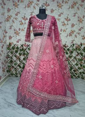 Pink Georgette lehenga choli set with Thread Embroidery and  Heavy  Sequins Work 4