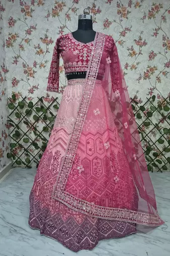 Pink Georgette lehenga choli set with Thread Embroidery and  Heavy  Sequins Work