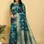 Dark Teal Dola Art Silk Saree with Traditional Zari Border and Designer Pallu by Maharanga