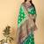 Green Banarasi Style Dola Art Silk Saree with Zari Butta & Rich Contrast Border by Maharanga
