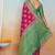 Rani Pink Dola Art Silk Saree with Zari & Thread Butta Work and Rich Green Contrast Border by Maharanga