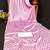 Pink printed satin saree with blouse piece