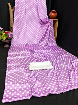 Mauve printed satin bridesmaid saree with blouse piece 4