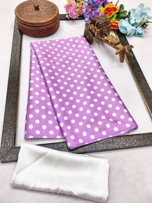 Mauve printed satin bridesmaid saree with blouse piece 5