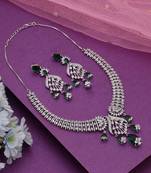 Green color american diamond necklace set