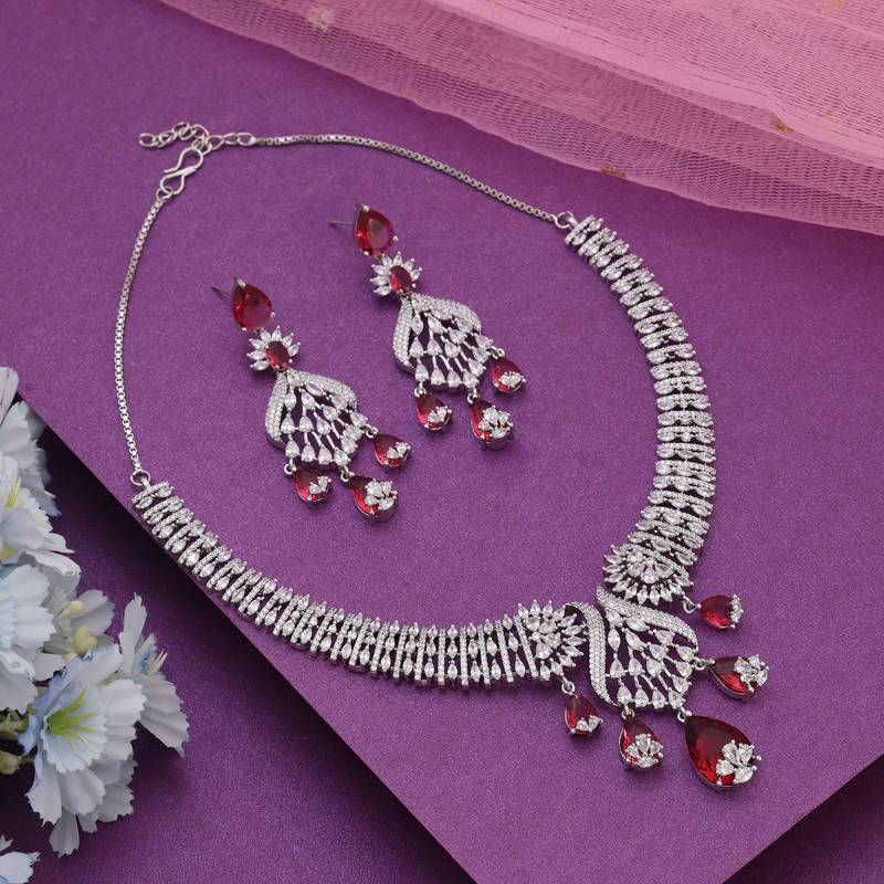 Rani color american diamond necklace set