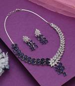 Blue color american diamond necklace set