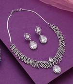 Silver color american diamond necklace set