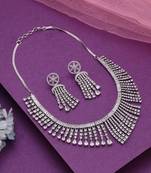 Silver color american diamond necklace set
