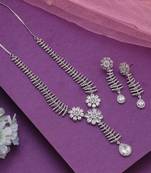 Silver color american diamond necklace set