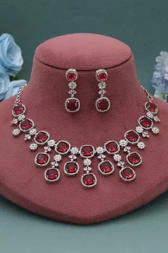 Rani color american diamond necklace set