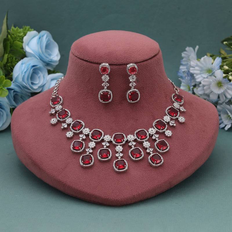 Rani color american diamond necklace set