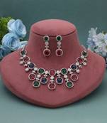 Multi color american diamond necklace set
