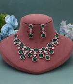 Green color american diamond necklace set