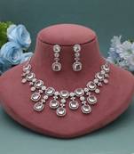 Silver color american diamond necklace set