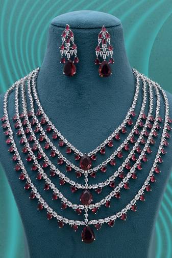 Rani color american diamond necklace set