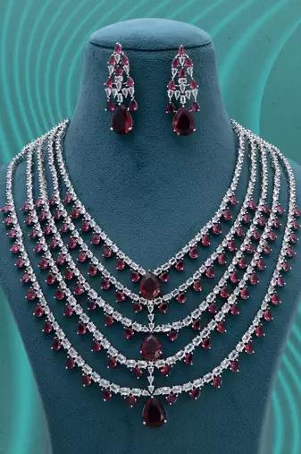 Rani color american diamond necklace set