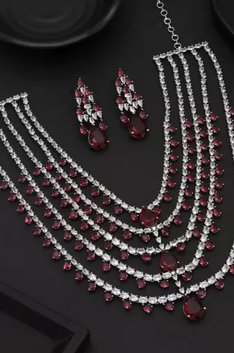 Rani color american diamond necklace set