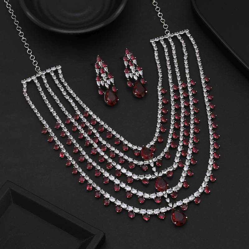 Rani color american diamond necklace set