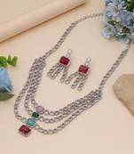 Multi color american diamond necklace set